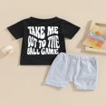 thumbnail image 4 of 2Pcs Infant Baby Boy Summer Clothes Sets Outfits Short Sleeve Baseball Print Tops + Shorts Set, 4 of 9