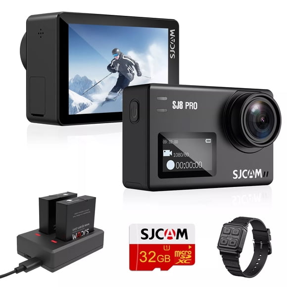 SJCAM SJ8 Pro Action Camera 4K 60fps Dual Screen WiFi 2.3 Inch Touch Rrear Screen with 170° Wide Angle EIS 8X Digital Zoom 98ft (30m) Waterproof Camera Sports DV- Black