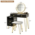 thumbnail image 4 of Costway Ensemble Coiffeuse Tabouret Variateur Miroir DEL Grande Armoire de Rangement Tiroir Noir, 4 of 10