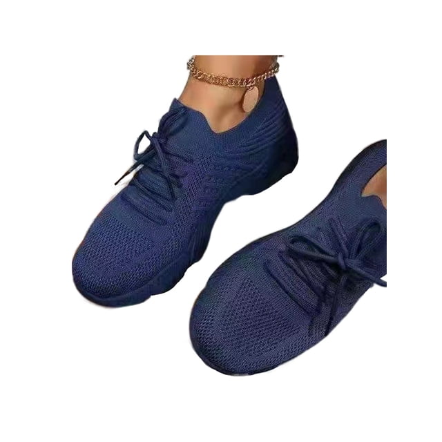 Innerwin Espadrilles pour Femmes Sport Course Chaussure en Maille Confort Chaussures Athlétiques Empeigne en Tricot Marche Bleu 8