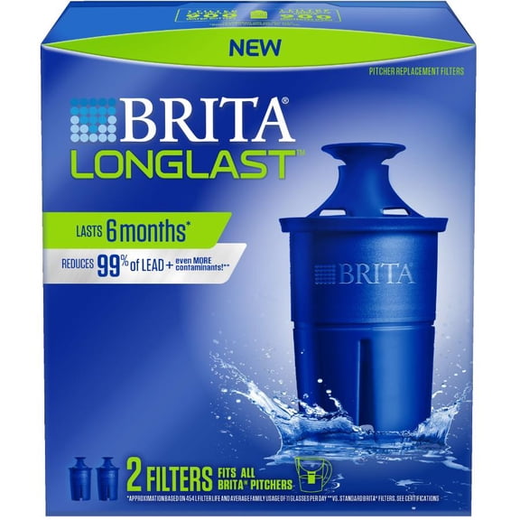 Filtre de rechange Brita Elite, réduit plus de 30 contaminants, certifié par la WQA pour la réduction du plomb, des microplastiques, du chrome et du chlore, Paquet de 2