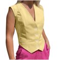 thumbnail image 4 of Timegard Tank Top for Women Button up Vests V Neck Slim Sleeveless Solid Color Top Summer Fashion, 4 of 5
