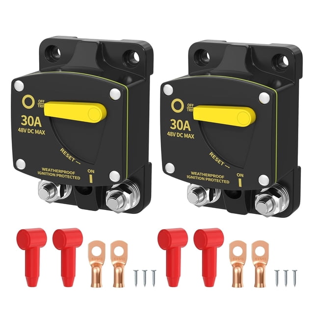 EIMELI30 Ampères Disjoncteur Marin 12V-48V DC Réinitialisation Manuelle & Interrupteurs de Remplacement Automobile avec Protection contre les Surcharges Étanche pour Bateau Voiture RV Camion ATV