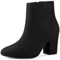 thumbnail image 1 of Unique Bargains Bottines à Talons Hauts Épais à Bout Rond pour Femmes Noires (Taille 5,5), 1 of 6