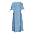 thumbnail image 5 of Babysbule Liquidation Robes d'Été pour Femmes, Mode Femmes Décontractée Ample Imprimé Papillon Col en V Manches Mi-Longues Boutons Poches Robe Longue, 5 of 5