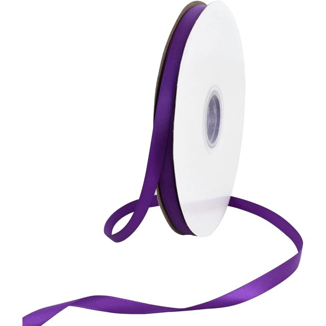 TONIFUL 3/8 Inch x 100yds Purple Satin Ribbon Thin Solid Fabric Ribbons Roll for Gift Wrapping Invitation Floral Hair Balloons Craft Sewing Party Wedding Popsicles Decoration Valentine's Day Bouquet