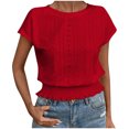 thumbnail image 1 of Pisexur Hauts d'Été pour Femmes, Hauts pour Femmes, Mode Printemps/été Décontractée Ample Col Rond Manches Courtes Hauts pour Dames Rouge,P, 1 of 6