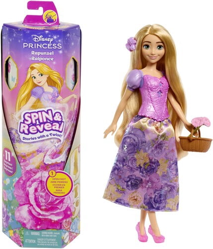 Mattel-Princesses Disney Spin&Reveal-Poupée Raiponce avec surprises