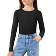 thumbnail image 1 of yardsong Girls' Fleece Ribbed Knit Base Layer - Long Sleeve Winter Warm Crewneck Top Black,4-8Years, 1 of 7