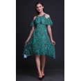 thumbnail image 4 of Bimba Robe Midi à Épaules Dénudées pour Femmes, Tunique Évasée Verte à Imprimé Géométrique, Manches Volantées - XXX-Large, 4 of 6