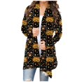thumbnail image 2 of Women‘s Halloween Cardigan Sweater Skull Pumpkin Print Pattern Long Cardigans Sweater Coats Tops Ginger M, 2 of 5