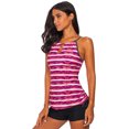 thumbnail image 4 of Tankini de Bain pour Femmes à Imprimé Rouge/bleu/rosé/vert, 4 of 5