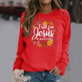 thumbnail image 1 of Babysbule Liquidation Hauts à Lettres pour Femmes Dames Automne Imprimé Ample Manches Longues Col Rond Chandail à Enfiler Haut T-Shirt Haut, 1 of 5
