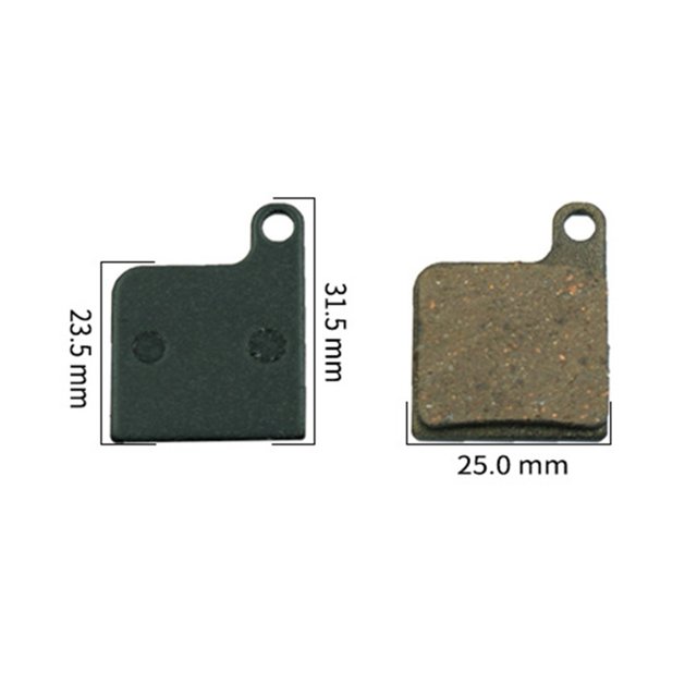 Mountain Bike Bicycle Disc Brake Pads For Giant NTH MPH MPH2 MPH3 Resin. A pair of black resin brake pads with dimensions of 31.5mm by 25mm, designed for durable and practical use. Suitable for Giant NTH MPH models, offering long-lasting performance and reliable braking power.