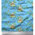 thumbnail image 1 of Soimoi Cotton Voile Fabric Rabbit,Van & Suitcase Travel Printed Fabric 1 Yard 56 Inch Wide, 1 of 3