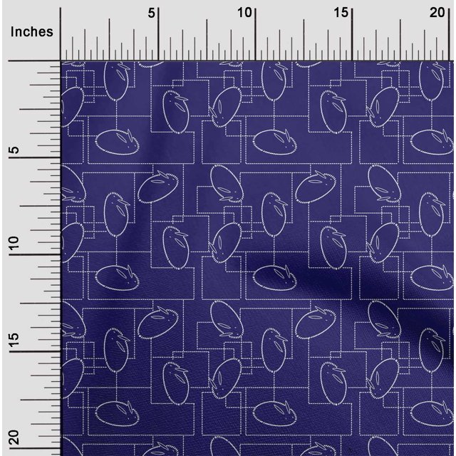 oneOone Cotton Cambric Fabric Geometric Maze & Rabbit Animal Sashiko Printed Craft Fabric BTY 56 Inch Wide