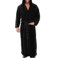 thumbnail image 1 of Innerwin Dressing Gown Solid Color Men Wrap Robe Home Hooded Thicken Plush Bath Robes Black 4XL, 1 of 6