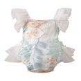 thumbnail image 1 of Princess Newborn Baby Girls Rompers Lace Sleeve Embroidered Flower Backless Tulle Sling Jumpsuit White 6-12 Months, 1 of 7