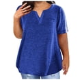 thumbnail image 1 of asjyhkr Plus Size Womens Summer Tops Short Sleeve T Shirts Loose Stretch Soft Comfy Tees Solid Basic Blouses, 1 of 6