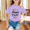 thumbnail image 2 of PMVFHDE Tenue de Pâques Fille T-Shirt Graphique de Pâques / Imprimé Lapin et Oeuf Manches Courtes Col Ras du Cou / T-Shirt de Fête en Coton Doux pour Tout-Petit / Tenue Décontractée Printemps Été Violet,6-7 Ans, 2 of 4