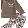 thumbnail image 3 of Hiiyo Girls Butterfly Print Long Sleeve T-Shirt Flared Pants Outfits 2Pcs Clothes Set, 3 of 3