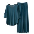 thumbnail image 2 of Weiqiqre Pyjamas pour Femmes Pyjamas Rafraîchissants Ensembles d'Été Assortis Manches Courtes Ensemble de Détente Femmes, 2 of 3