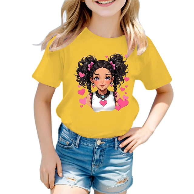 FhsagQ The 7th Of July Fille Enfant Mignonne Graphique Col Rond Manches Courtes Tee Été Décontracté T-Shirt Fille Printemps The 7th Of July T-Shirts 5T Filles T-Shirts d'Été 5T Pâques Jaune 9-10 Ans