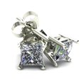 thumbnail image 1 of .75Ct Quality Square Princess Cut Natural Diamond Stud Earrings In 14K Gold, 1 of 1