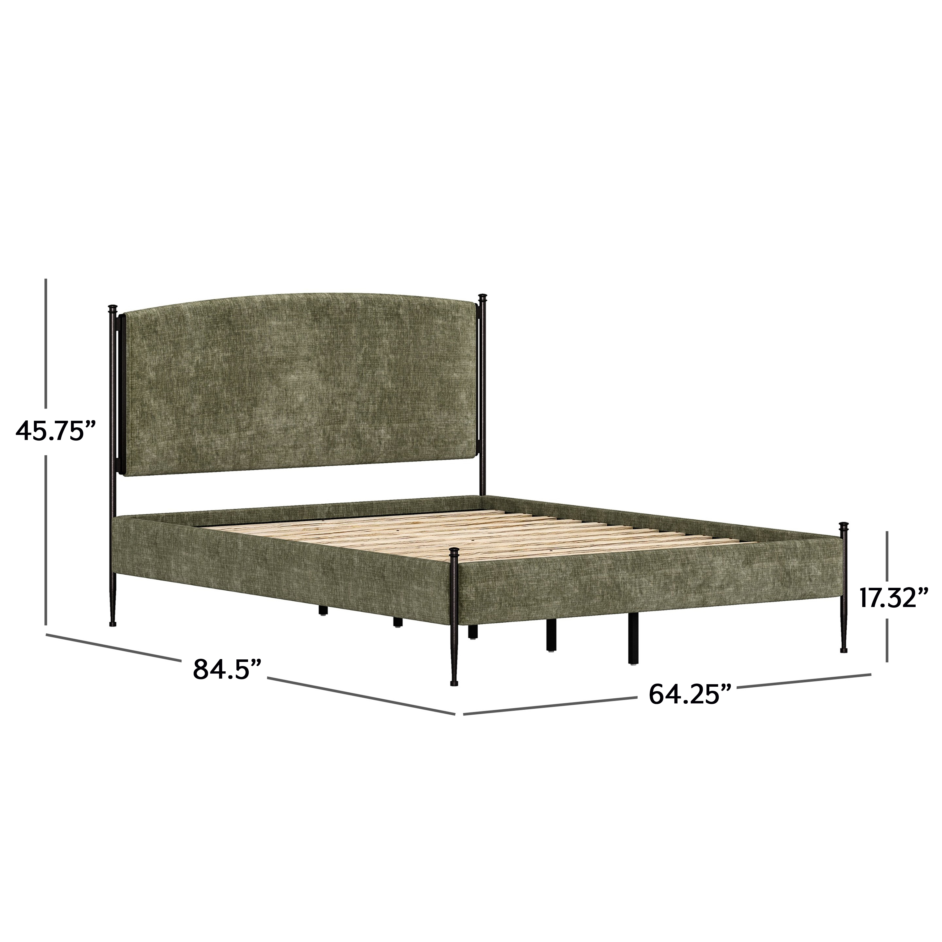 Better Homes & Gardens Ambrose Upholstered King Bed, Forest Velvet and Forged Iron