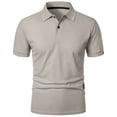 thumbnail image 5 of HVOBTTY Mens Summer Soft Versatile Pullover Casual Fashion Solid Color Collared Short Sleeve Loose Breathable Daily Base Layer Tops Gray, M, 5 of 5