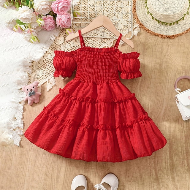 Robe d'Été pour Filles Robe Évasée Fluide Robe de Plage pour Filles Robe pour Adolescentes 18-24 Mois