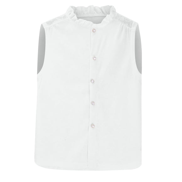 Breezora Women's Sleeveless Collar Shirt for Layering Slim Fit Blouse Versatile Inner Top to Wear Under Blazer for Work XXL Size White