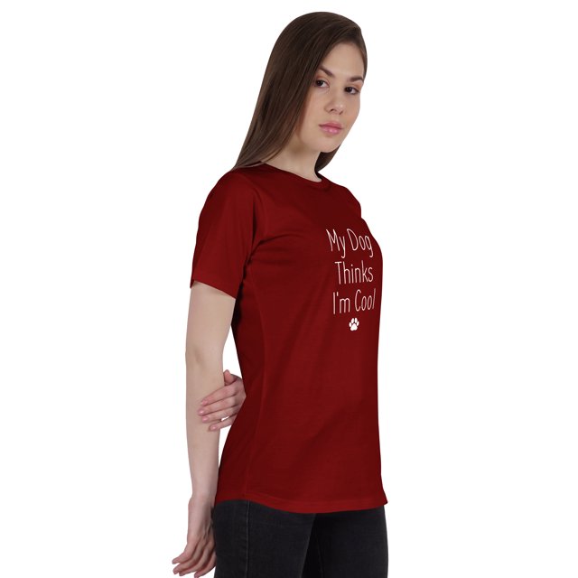 Inkmeso Haut Citation pour Femme Mon Chien Pense Que Je Suis Cool T-Shirt à Imprimé Graphique