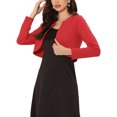 thumbnail image 4 of INSPIRE CHIC Women's Open Front Bolero Shrug Curved Hem Crop Top Cardigan Red XL, 4 of 4
