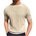 thumbnail image 1 of Gspmoly T-Shirts pour Hommes, Mode Été Tricoté Décontracté Couleur Unie Manches Courtes Col Rond Blouse Haut Homme Liquidation, 1 of 6