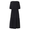 thumbnail image 5 of LOVZFMLL Mode Femmes Ample Couleur Unie O Manches Bouffantes Décontractée Manches Courtes Robe Noir G, 5 of 5
