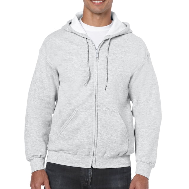 Gildan Mens Heavy Blend Full Zip Hooded Sweatshirt, 2XL, Ash