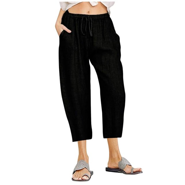 Women High Waisted Wide Leg Pants Drawstring Elastic Trousers Comfy Straight Leg Long Pants With Pockets