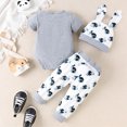 thumbnail image 3 of MIASHUI Baby Boy Easter Outfit Short Sleeve Romper Pants Hat 3PCS Clothes Set,Grey,6-9 Months, 3 of 6