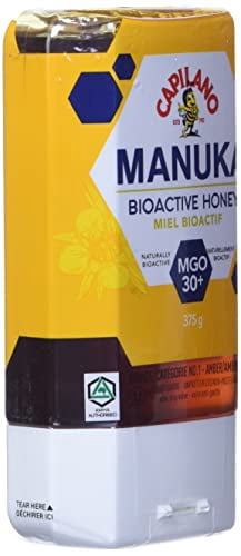 Capilano Manuka Honey Naturally Bioactive MGO30+ 375g. Non Drip. Stand-up Squeeze Bottle. Gluten , Dairy , Egg , Soy and Nut Free. No Additives