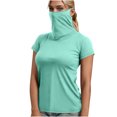 thumbnail image 3 of BiZtdJrK T-Shirt Basique de Protection Solaire pour Femmes avec Masque Facial, Manches Courtes, Confortable et Léger, T-Shirts de Pêche, Randonnée, Tenues de Plein Air, Vert Menthe, m, Économies du Printemps, 3 of 8