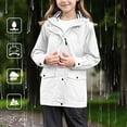 thumbnail image 2 of Imperméable pour Enfants Filles Léger à Fermeture Éclair Complète, Veste de Pluie à Boutons, Coupe-Vent Imperméable Style Preppy pour la Randonnée, 2 of 8