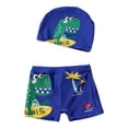 thumbnail image 1 of Hiiyo Toddler Boys Swim Trunks Cartoon Quick Drying Swimming Shorts & Cap, 1 of 3