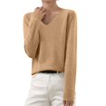 thumbnail image 2 of Timegard Womens Sweaters V Neck Knit Pullover Fall Winter Casual Fitting Comfy Long Sleeve Bottom Tops, 2 of 5