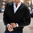 thumbnail image 2 of MIASHUI Men's Fall Winter Pullover V-Neck Solid Color Cardigan Knit Shirt Jacket Long Sleeve Comfort Black,L, 2 of 5