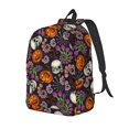 thumbnail image 1 of Vsdgher Halloween With Skull Print Canvas Backpack Travel Rucksack Unisex Knapsack 15.7/17.7Inch Laptop Backpack for Work,College-Small, 1 of 5