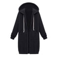 thumbnail image 2 of drppepioner Veste Unie pour Femme avec Doublure en Molleton, Poche, Capuchon, Fermeture Éclair, Chandail Mi-Long, 2 of 8