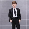 thumbnail image 2 of LUOGENLI Shirts for Boys Midi Length Easter Elegant Boys' Red Sequin Jacket for Weddings Parties and Shirts for Boys 2025 under 20 Black Size 9-12 Years, 2 of 5