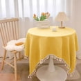 thumbnail image 1 of Qonioi Nappe Imperméable et Résistante à l'Huile avec Pompons, Nappe Rectangulaire en Polyester Coton Lin pour Décoration de Salle à Manger, Nappe Décorative Brodée pour Tables Basses Cuisine Maison, 1 of 6
