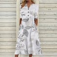 thumbnail image 1 of Robe de Plage Femme Décontractée à Manches Courtes Robes Taille Empire Robe sous le Genou Poches, 1 of 5